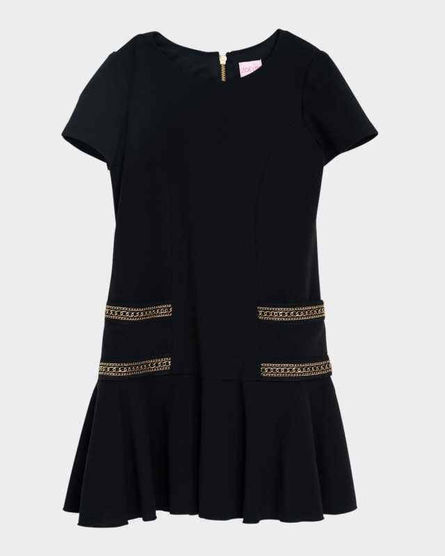 Girl's Andy Chain-Trimmed Mini Dress, Size 7-16